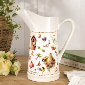 Marjolein Bastin Nature's Sketchbook Pitcher 10" Birdhouse Garden Cottagecore